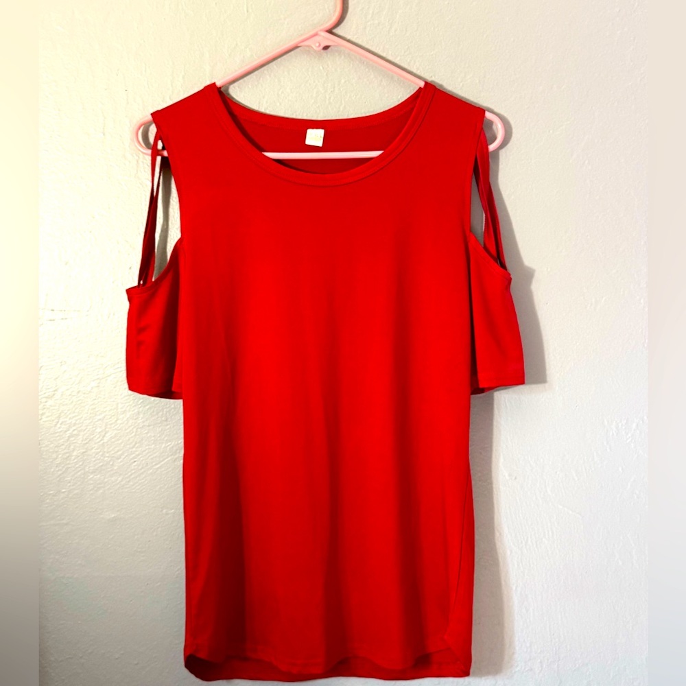 Red, strap sleeve top